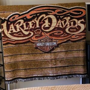 SOLD vtg '06 Harley Davidson Mill Street Tapestry Blanket